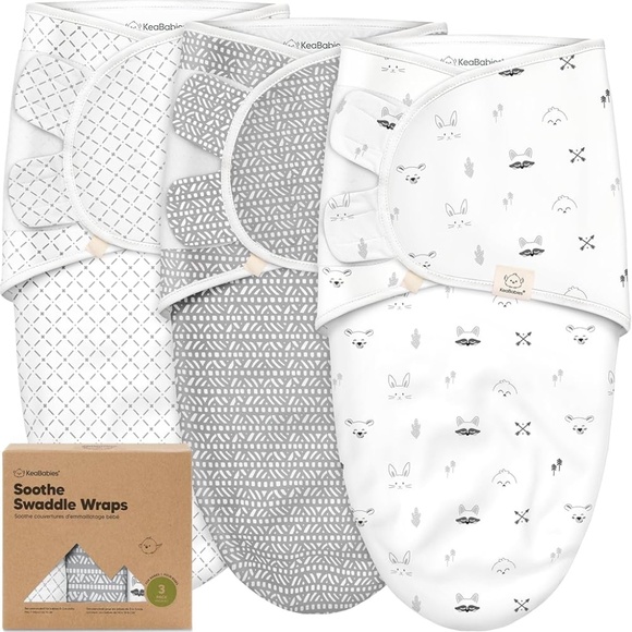 KeaBabies 3-Pack Organic Baby Swaddle Sleep Sacks - Picture 1 of 1